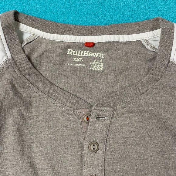 2 Ruff Hewn Short Sleeve Shirts - XXL - Tan TuTone & Grey-White Striped - EUC - Picture 2 of 12